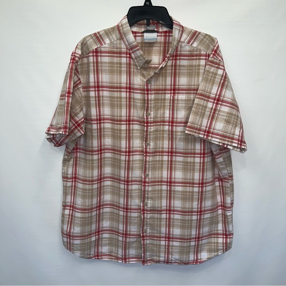 Columbia Button Up Adult XL Mens Multicolor Short Sleeve 100% Cotton Shirt - Picture 1 of 16